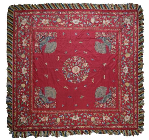 Canton silk bedspread, c.1900.