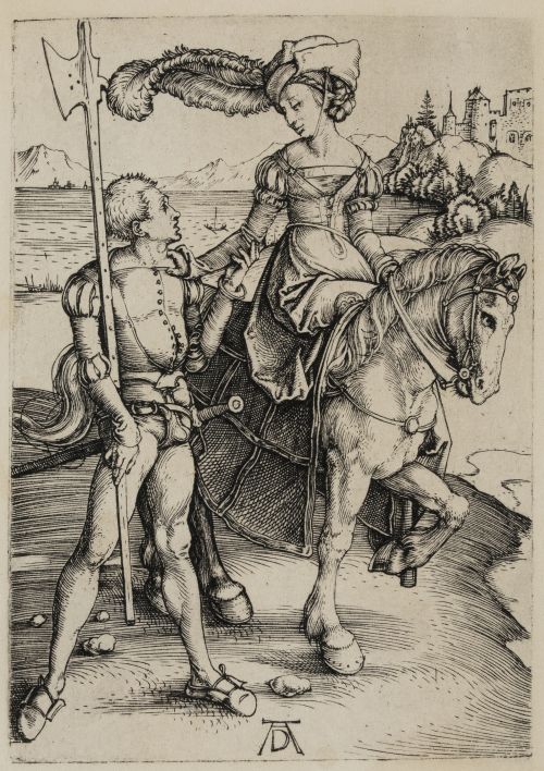 ALBERTO DURERO, "La Joven Dama a Caballo y el Alabardero"