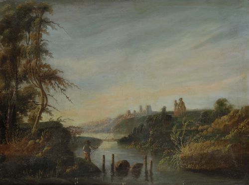 SPANISH SCHOOL (19TH CENTURY) "Landscapes with Peasants"