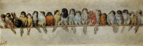 SPANISH SCHOOL (19TH CENTURY) "Birds on a Stick"