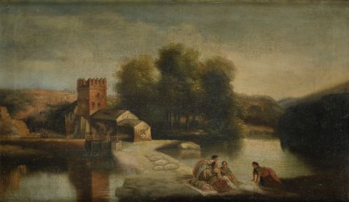 ESCUELA ANDALUZA, ANDALUSIAN SCHOOL (19th CENTURY) "Washerw