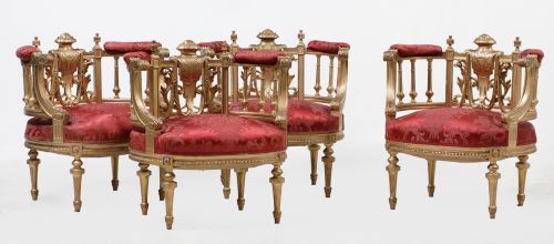 Four Alfonsine armchairs, Spain, c. 1900