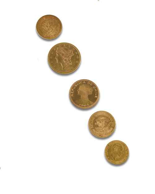 LOT OF FIVE GOLD COINS