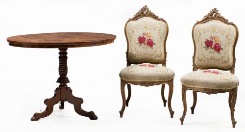 Oval bedside table in English style, early 20th century