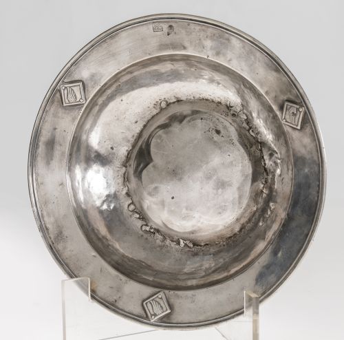Antique silver plate in its natural color, based on 17th-ce