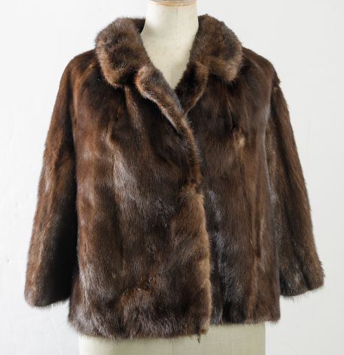 Bolero jacket made of dark brown mink fur