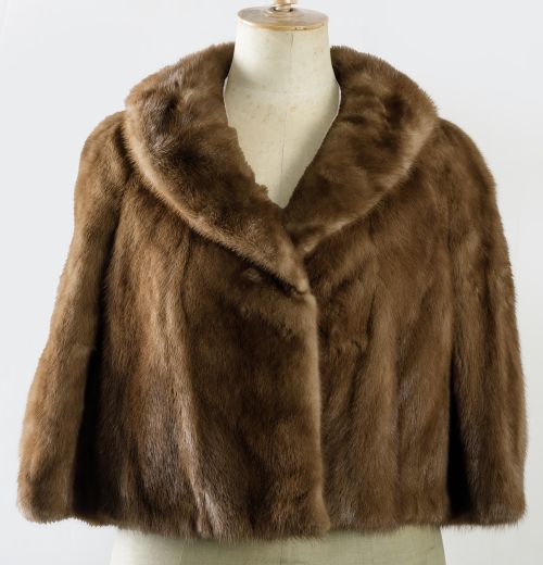 Mocha-colored mink fur bolero jacket
