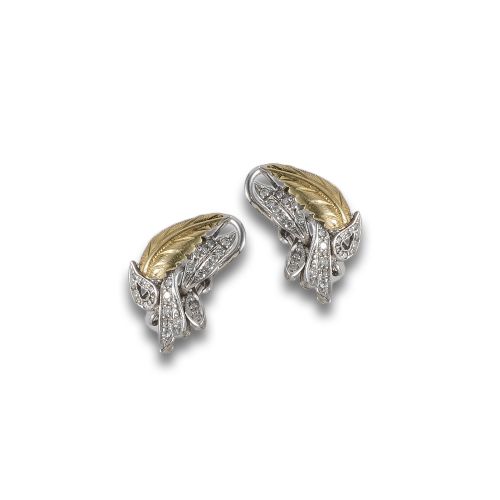 PENDIENTES DE ORO BICOLOR CON DIAMANTES
