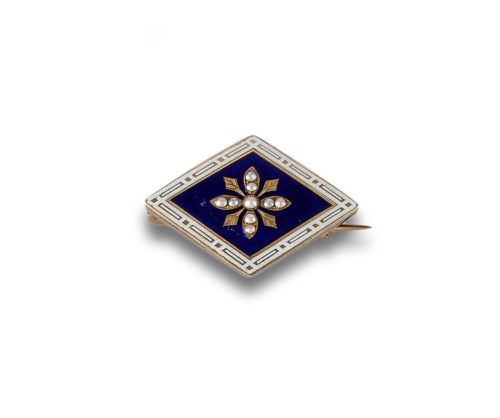 ANTIQUE GOLD AND ENAMEL PIN
