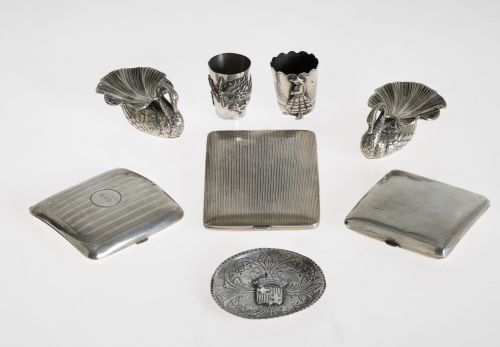 Lot of silver items consisting of three cigarette cases, th