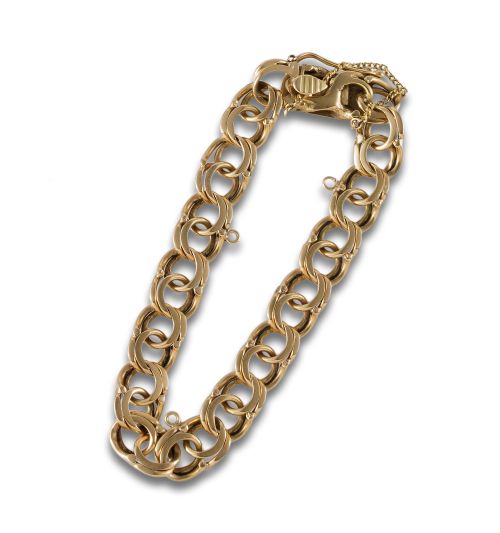 YELLOW GOLD BRACELET WITH BARBADA LINKS