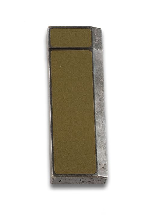 CARTIER LIGHTER IN SILVER AND GOLD ENAMEL