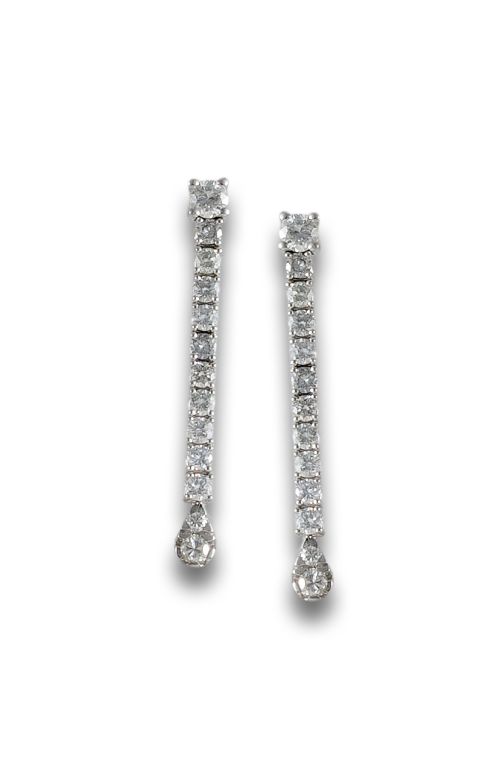 LONG WHITE GOLD RIVIERE-STYLE EARRINGS WITH DIAMONDS
