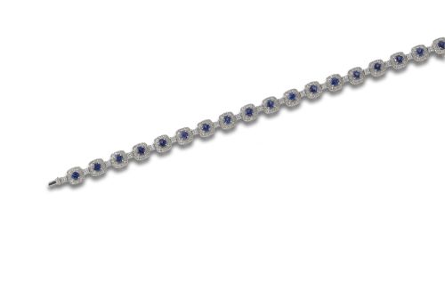 GOLD, SAPPHIRE AND DIAMOND BRACELET.