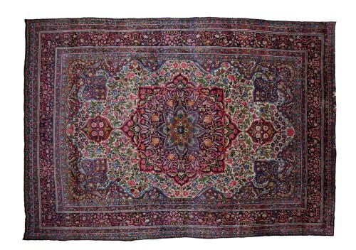 Antique Persian Yazd rug, made of wool dyed with natural dy