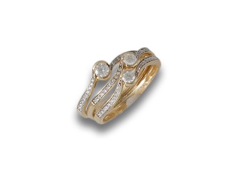 THREE-RING RING IN 1 14K GOLD WITH DIAMONDS
