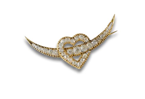 PORTUGUESE GOLD AND DIAMONDS BROOCH.
