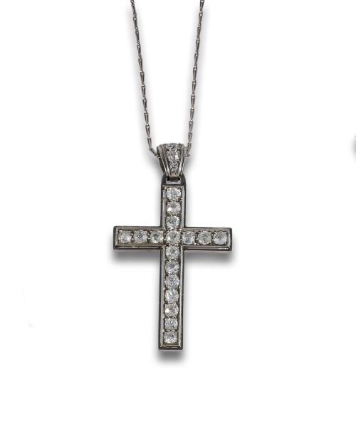COLLAR  CRUZ DE DIAMANTES EN ORO BLANCO
