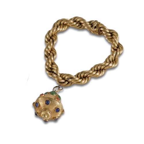 PULSERA CORDÓN CON FAROLILLO DE ORO