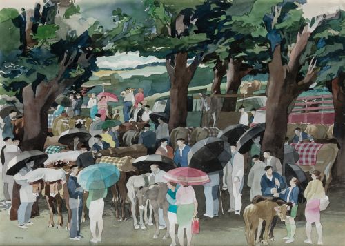 "Día de lluvía", Watercolor on paper