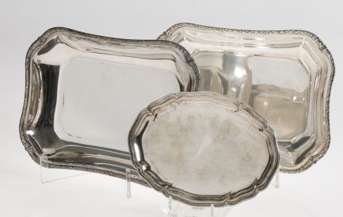 Pareja de centros de mesa de plata contrastada ley 800, pos