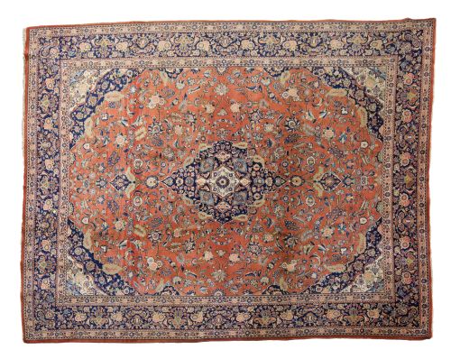 Alfombra persa Kashan de lana anudada a mano, S. XX