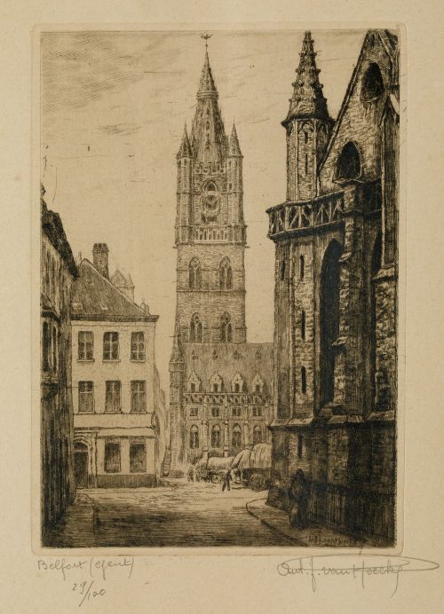 ANTON JULES VAN HOECKE, "Belfort”, Aguafuerte sobre papel