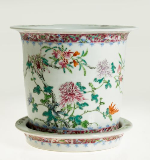 Jardinera de porcelana china familia rosa, China, S.XX