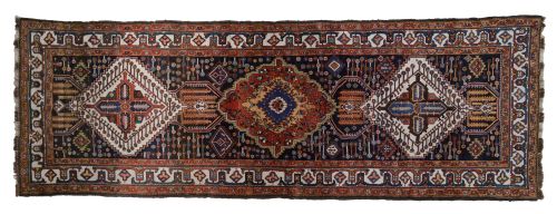 Alfombra persa de pasillo de lana anudada a mano, S. XX