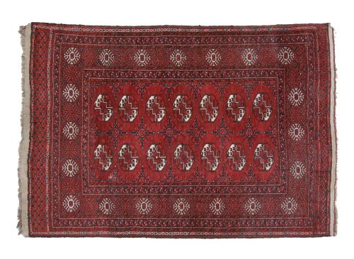 Alfombra Bokhara de lana anudada a mano, S. XX