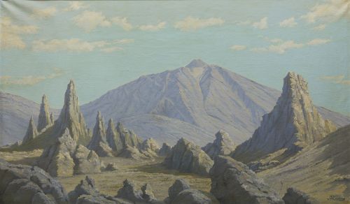 JUAN RUANO, "Vista del Teide", Óleo sobre lienzo