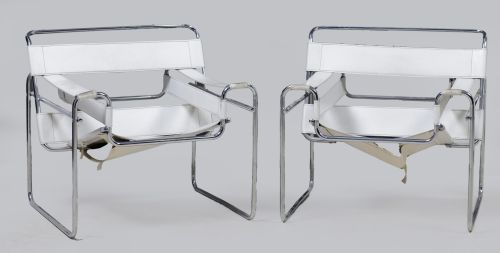 Pair of chairs following the Wassilly model by Marcel Breue