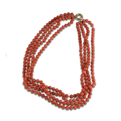 COLLAR DE CUATRO VUELTAS DE CORAL Y ORO