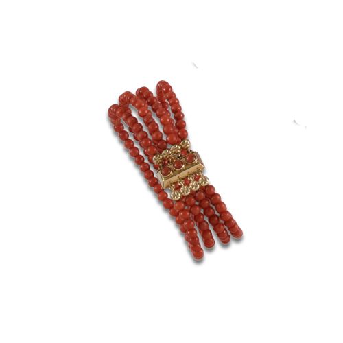 PULSERA  DE ORO Y CORAL 