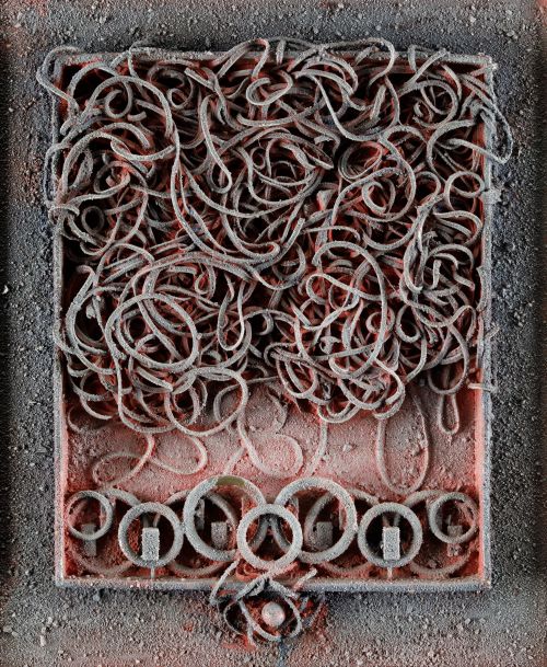 LORENZO UGARTE, "Composición", 1983, Técnica mixta sobre li