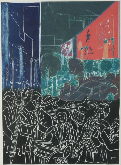 LUIS YNGUANZO, "Sexteto en la calle", 2005, Grabado