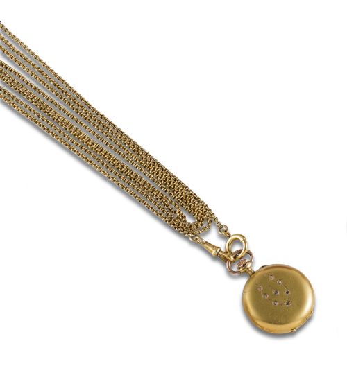 RELOJ DE BOLSILLO CON LEONTINA LARGA DE ORO