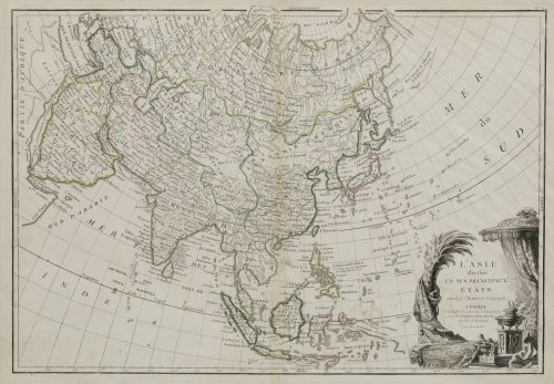 JEAN JANVIER, "Mapa del continente asiático", Grabado al co