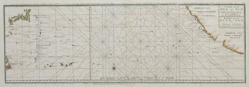 GEORGES ANSON, "Carta náutica del Pacífico Sur", Grabado al