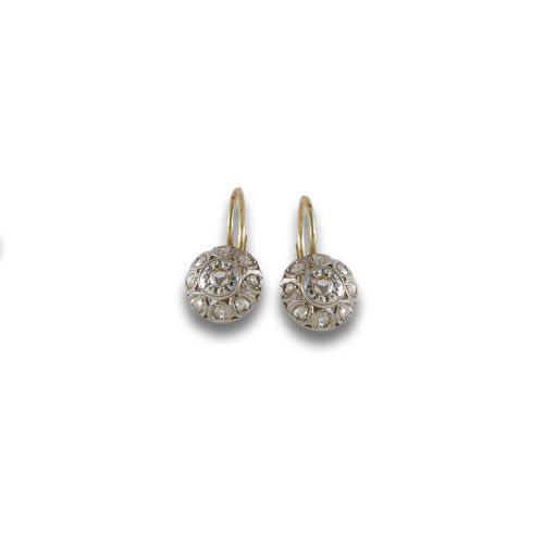 PENDIENTES ANTIGUOS DE ORO Y DIAMANTES
