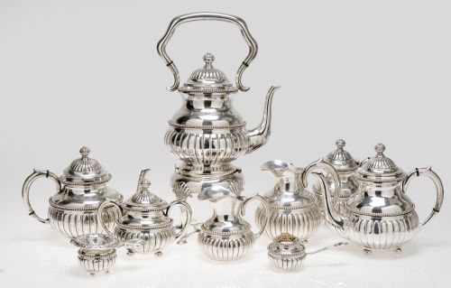 Juego de café y té con marcas de orfebre Antonio Álvarez, E