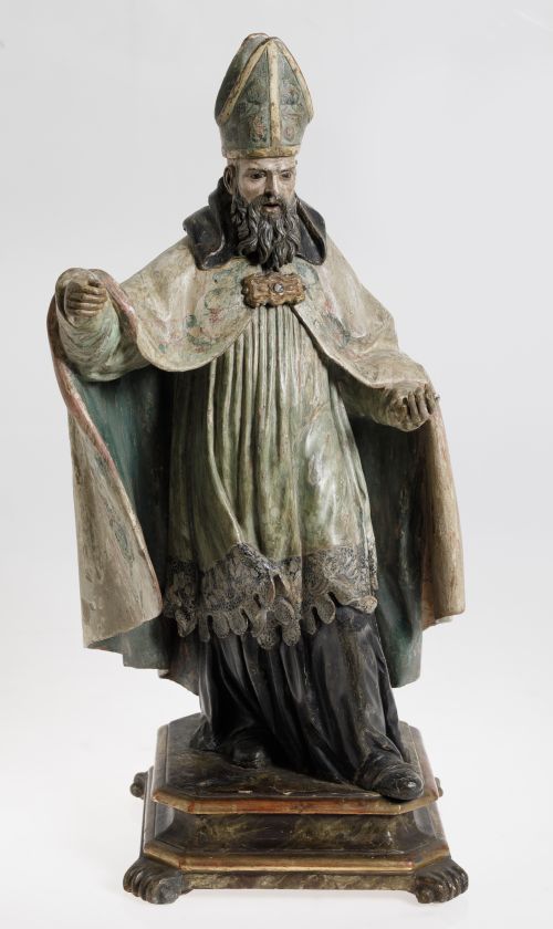 ESCUELA ANDALUZA, "San Isidoro de Sevilla", Escultura de ma