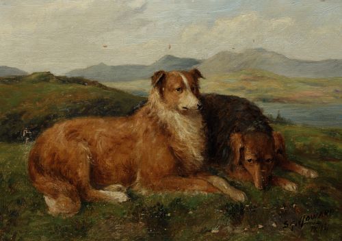 SQUIRE HOWARD, "Perros", 1894, Óleo sobre lienzo