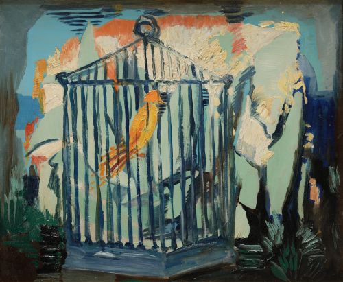 ISMAEL GONZÁLEZ DE LA SERNA, "La jaula", Óleo sobre lienzo