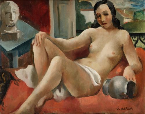 SERVANDO DEL PILAR, "Modelo en el estudio del pintor", Óleo