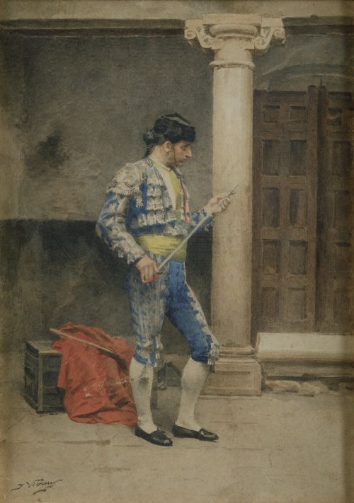 JULES WORMS, "Matador", Acuarela sobre papel