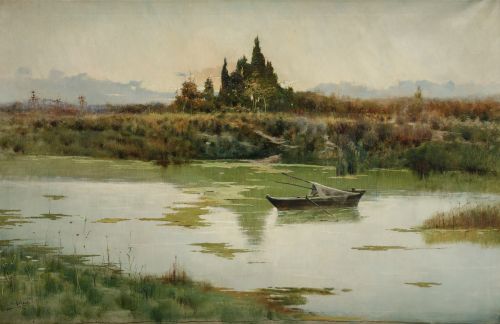 MATEO BALASCH MATEU, "La laguna", 1894, Óleo sobre lienzo