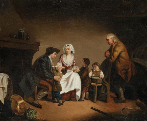 ANÓNIMO, "Le bon pere”, Óleo sobre lienzo