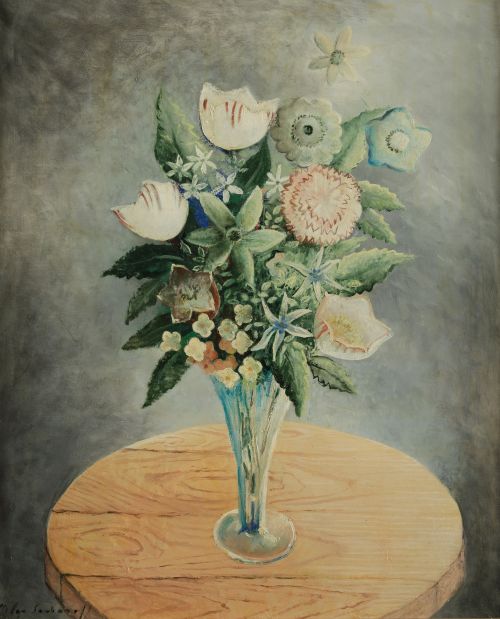 OLGA SACHAROFF, "Jarrón con flores", Óleo sobre lienzo