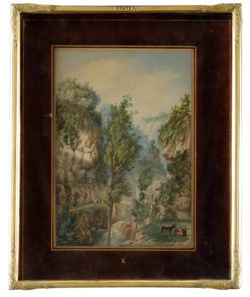 BENJAMIN SCHLICK, "Paisaje rocoso de Sicilia con campesino 